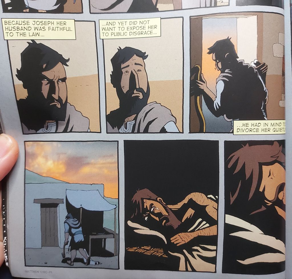 Image from the comic. 6 frames showing Joseph's emotional responses (angry, sad, conflicted).