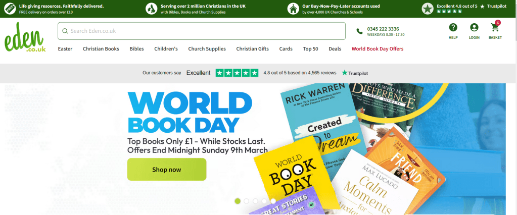 Screenshot of eden.co.uk webpage