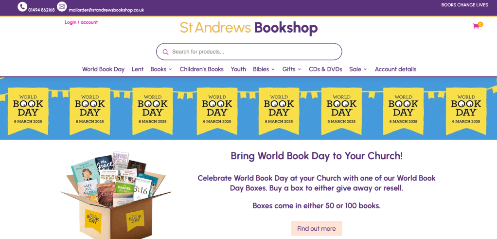 Screenshot of St Andrews bookshop web page